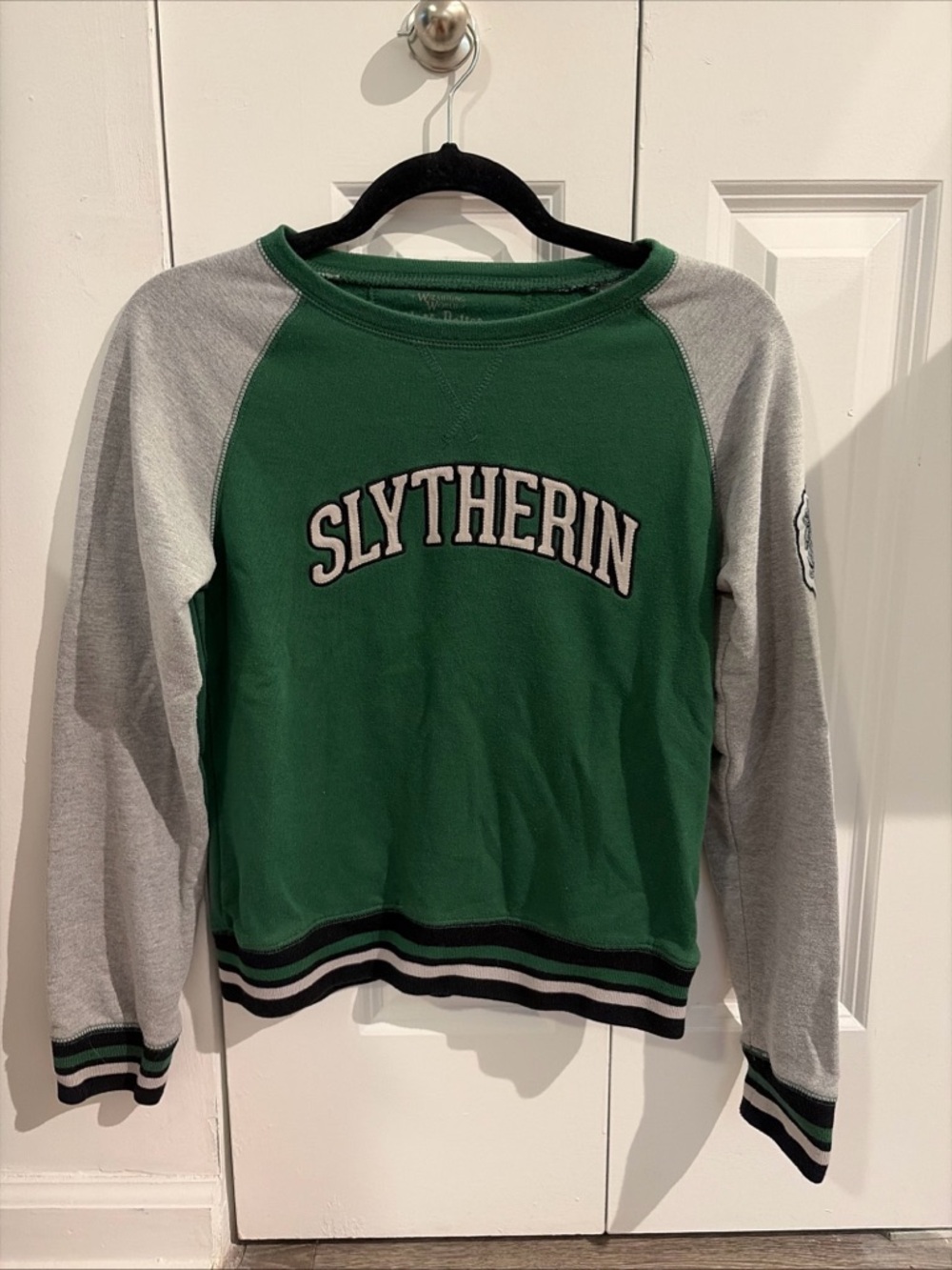 Slytherin Green & Gray Raglan Crew Sweatshirt for Kids